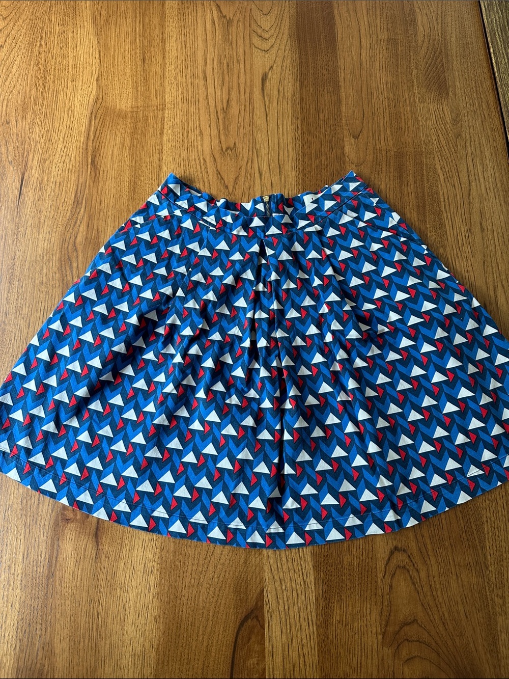 Louche Blue and Red Geometric Circle Skirt - Women's Full Skater Skirt